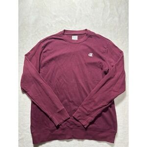 Champion Vintage Solid Red Crewnexk Sweatshirt Men's Size Large Long Sleeve